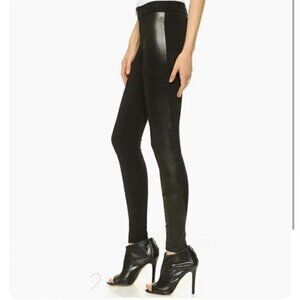 Alice + Olivia Front Zip Leggings with Lambs Leather Panels. (C)